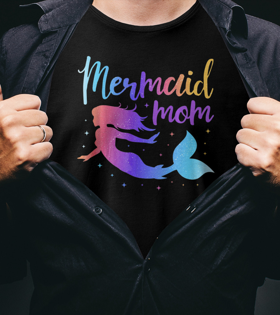 Mermaid Mom Gradient Silhouette For Bachelorette Party T-Shirt