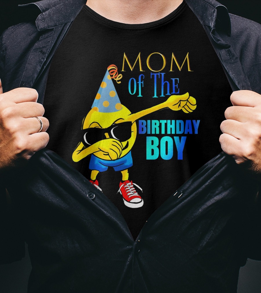 MOM Of The Birthday Boy Dancing Dabbing Emoji T-Shirt