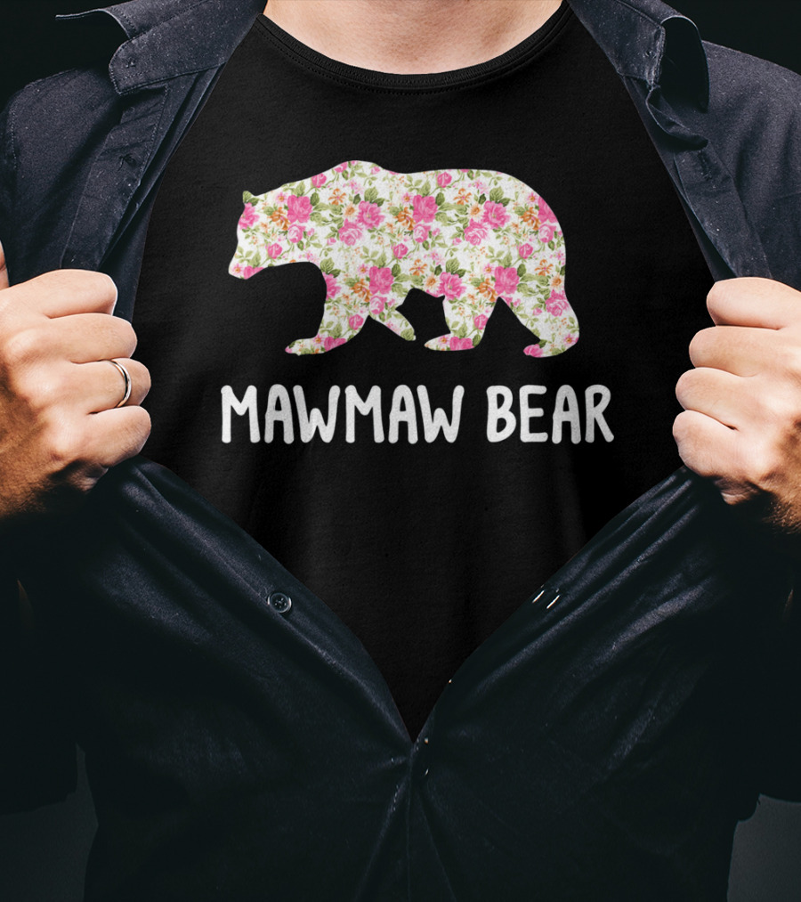 Mawmaw Bear Floral Grandmother T-Shirt