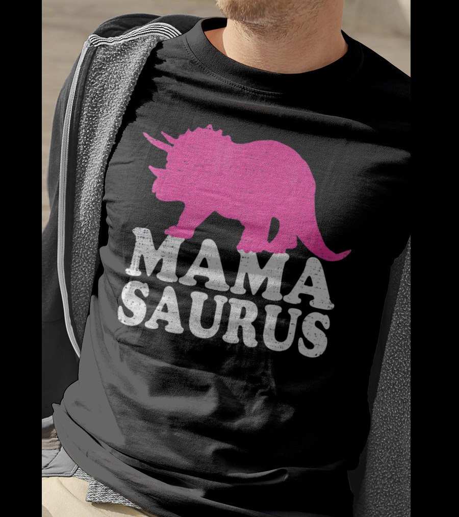 MAMASAURUS Pink Triceratops T-Shirt