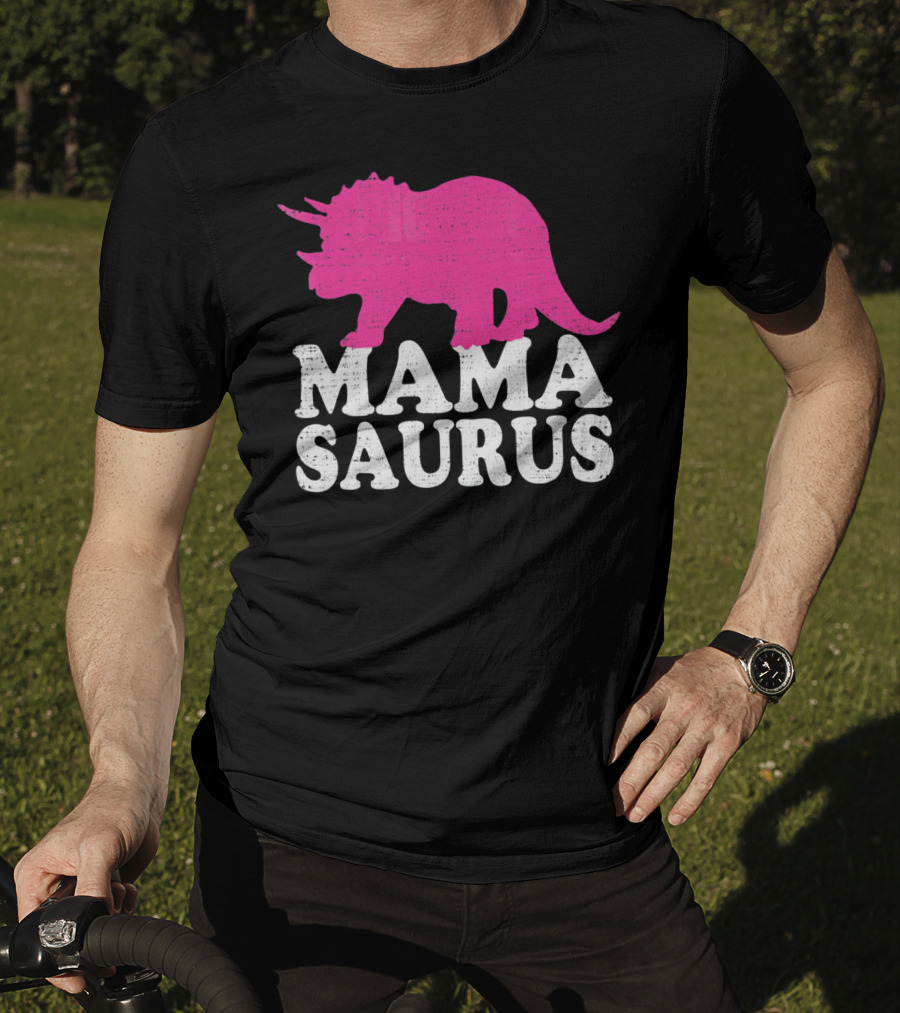 MAMASAURUS Pink Triceratops T-Shirt