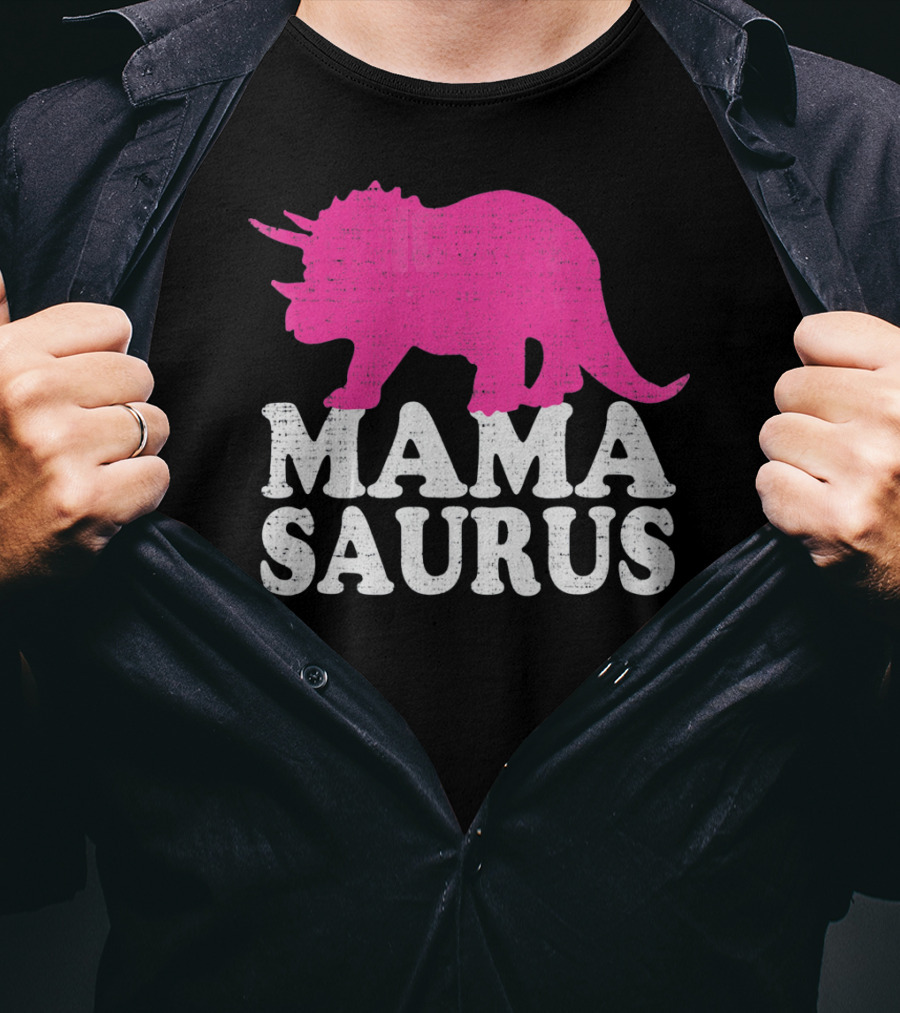MAMASAURUS Pink Triceratops T-Shirt