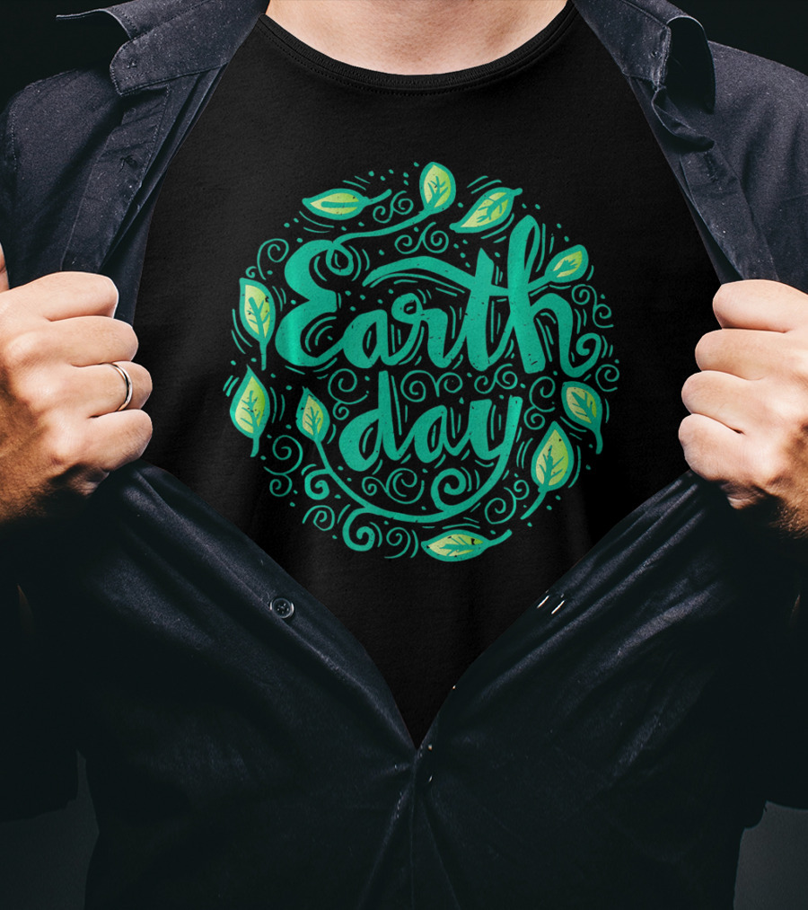 Earth Day Green Leaf Swirl T-Shirt
