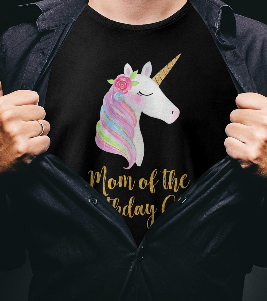 Gold Unicorn Mom Of The Birthday Girl T-Shirt