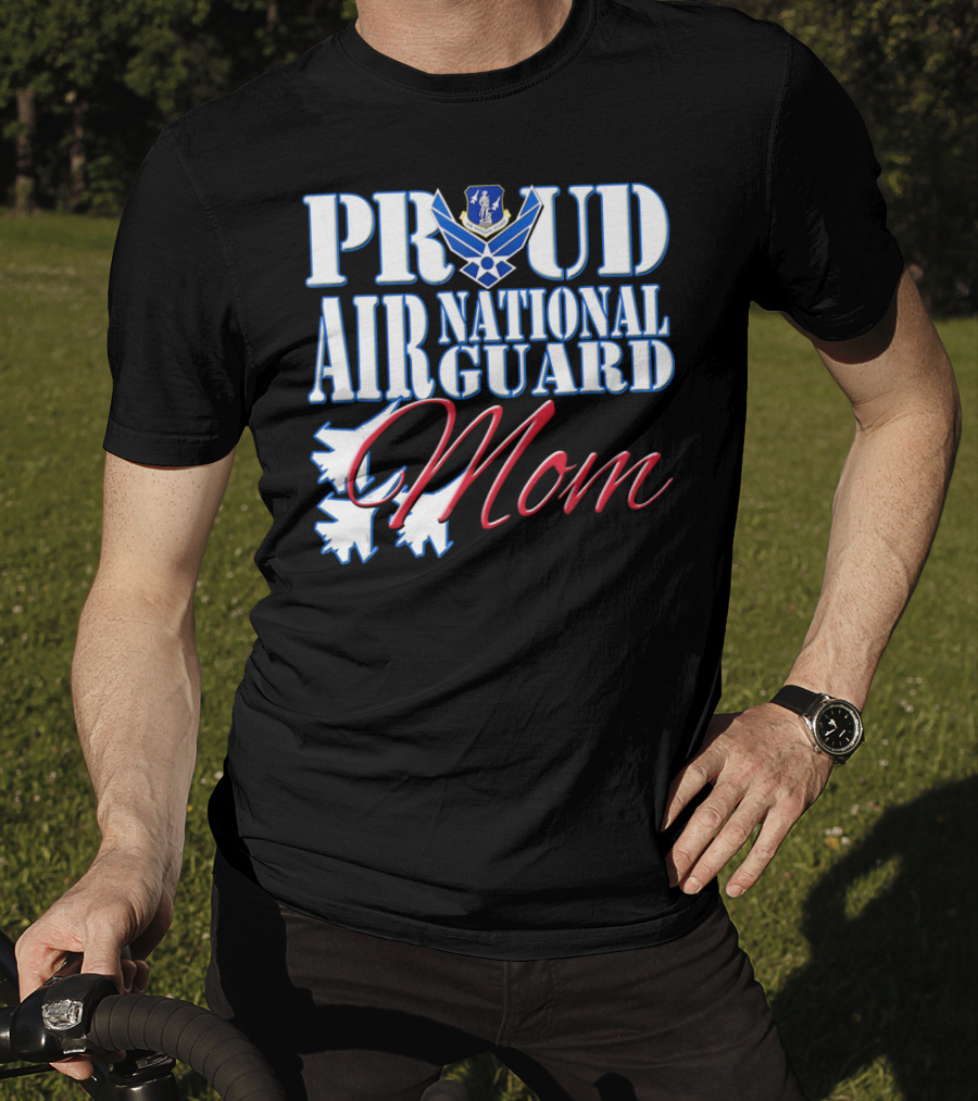 Proud Air National Guard Mom USAF Emblem With Jet T-Shirt