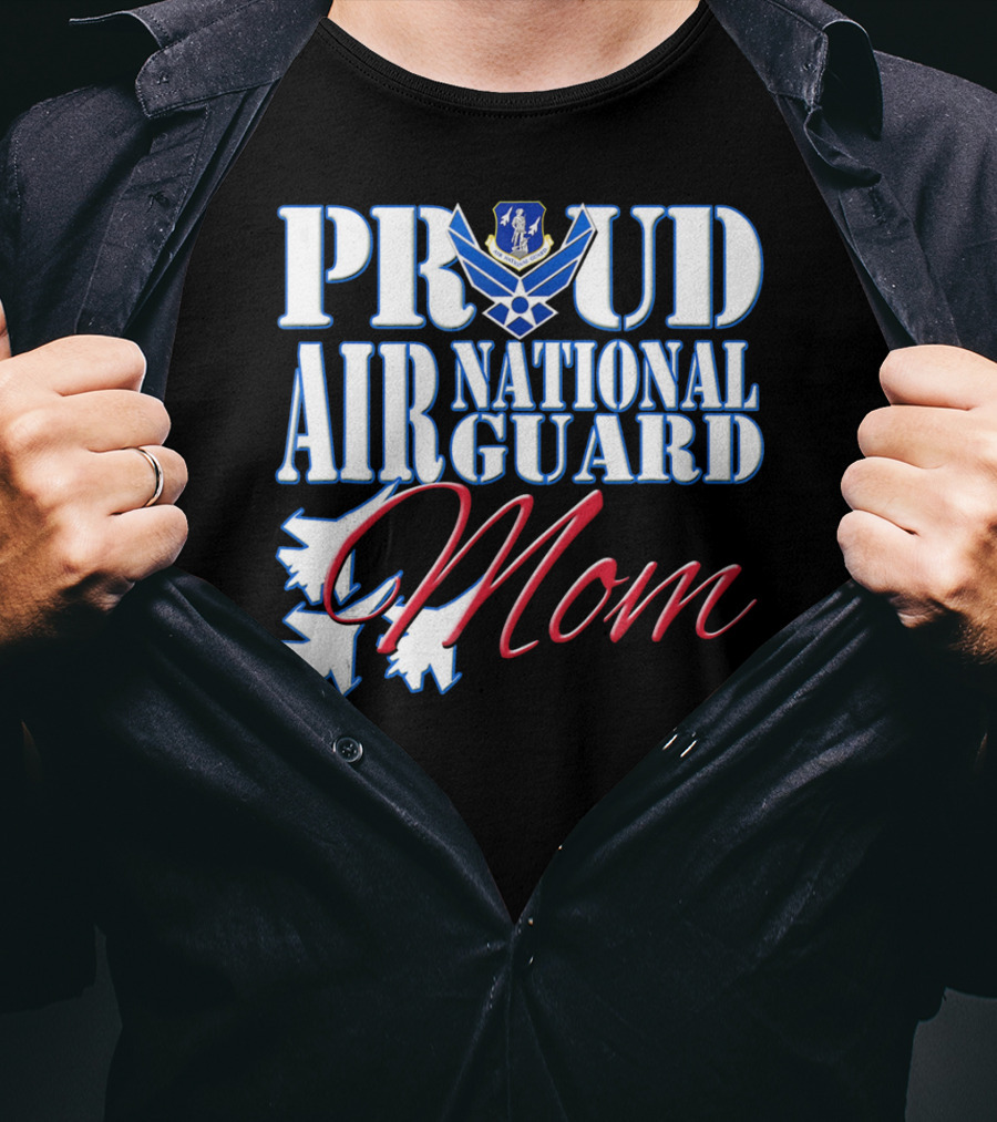 Proud Air National Guard Mom USAF Emblem With Jet T-Shirt