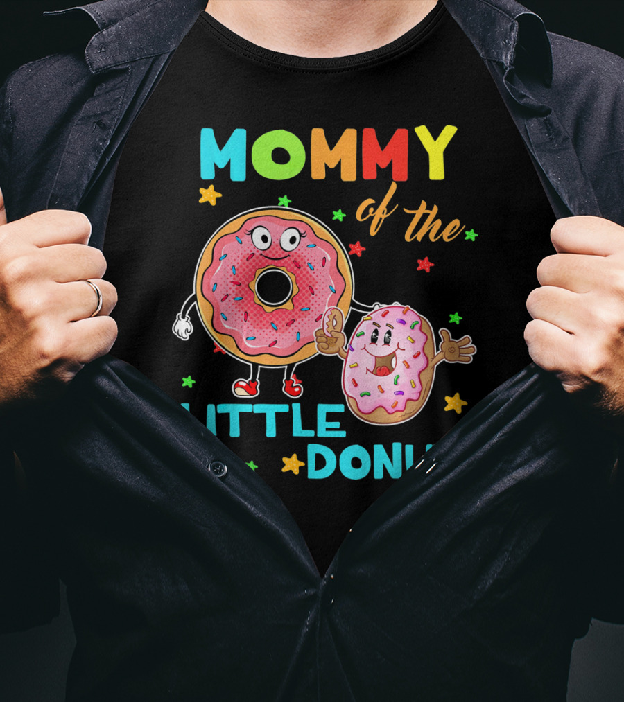 Mommy Of The Little Donut With Cute Colorful Cartoon Donuts And Stars T-Shirt