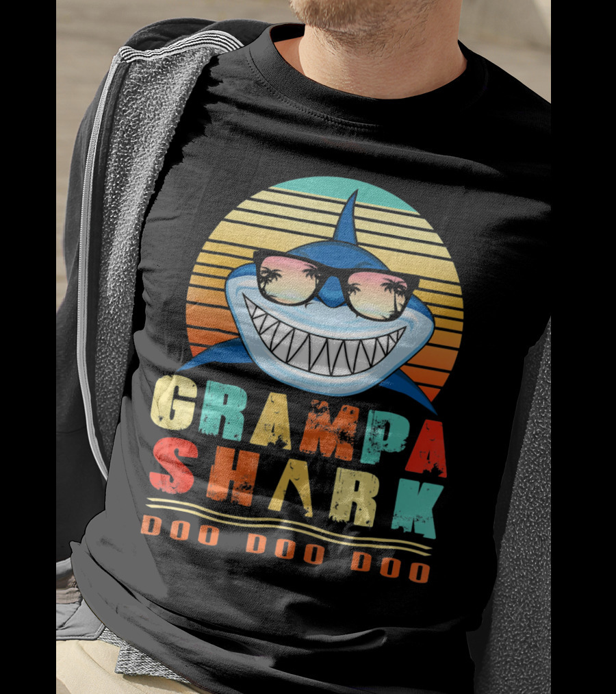 Grampa Shark Doo Doo Doo Retro Vintage T-Shirt