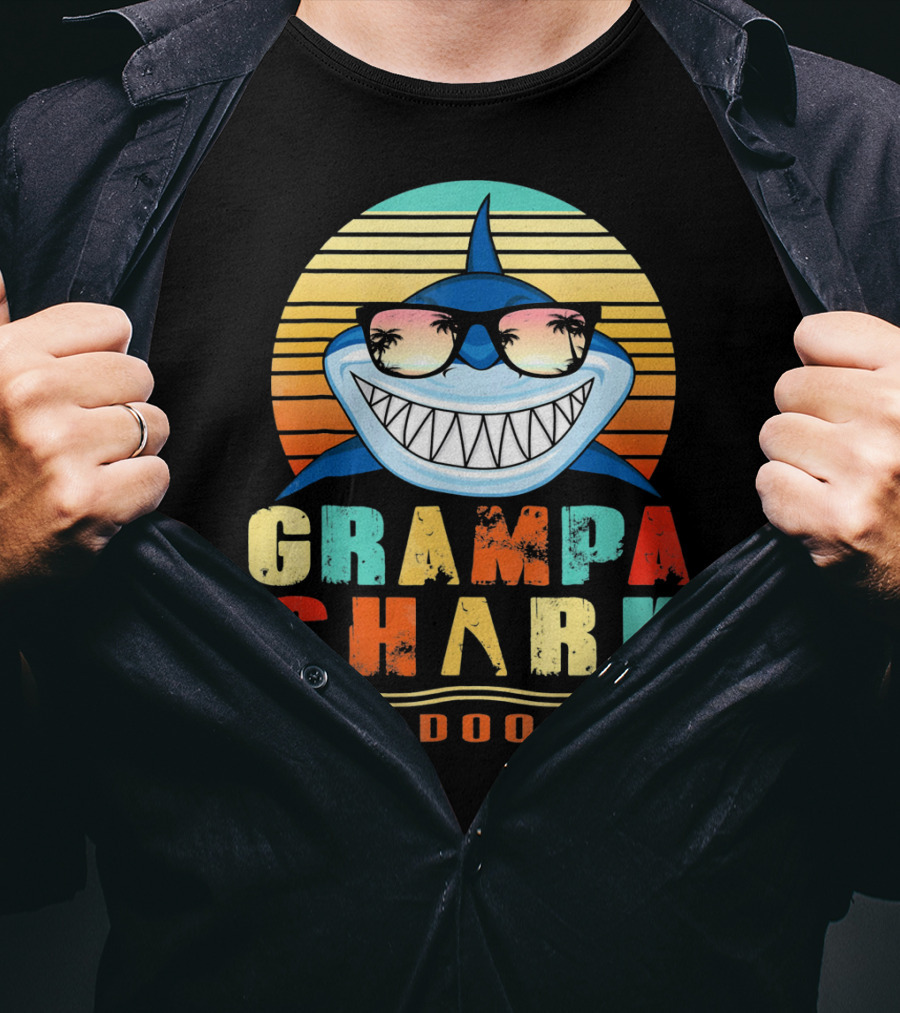 Grampa Shark Doo Doo Doo Retro Vintage T-Shirt