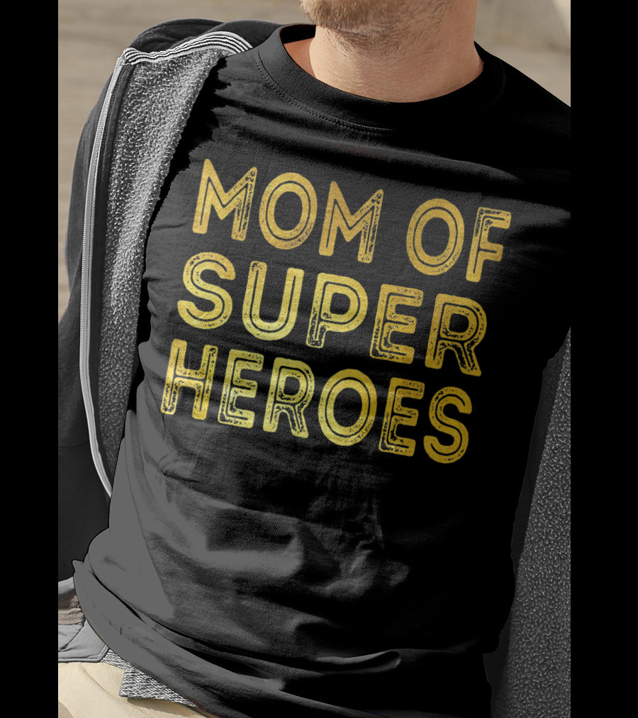 Mom Of Super Heroes Gold Text T-Shirt