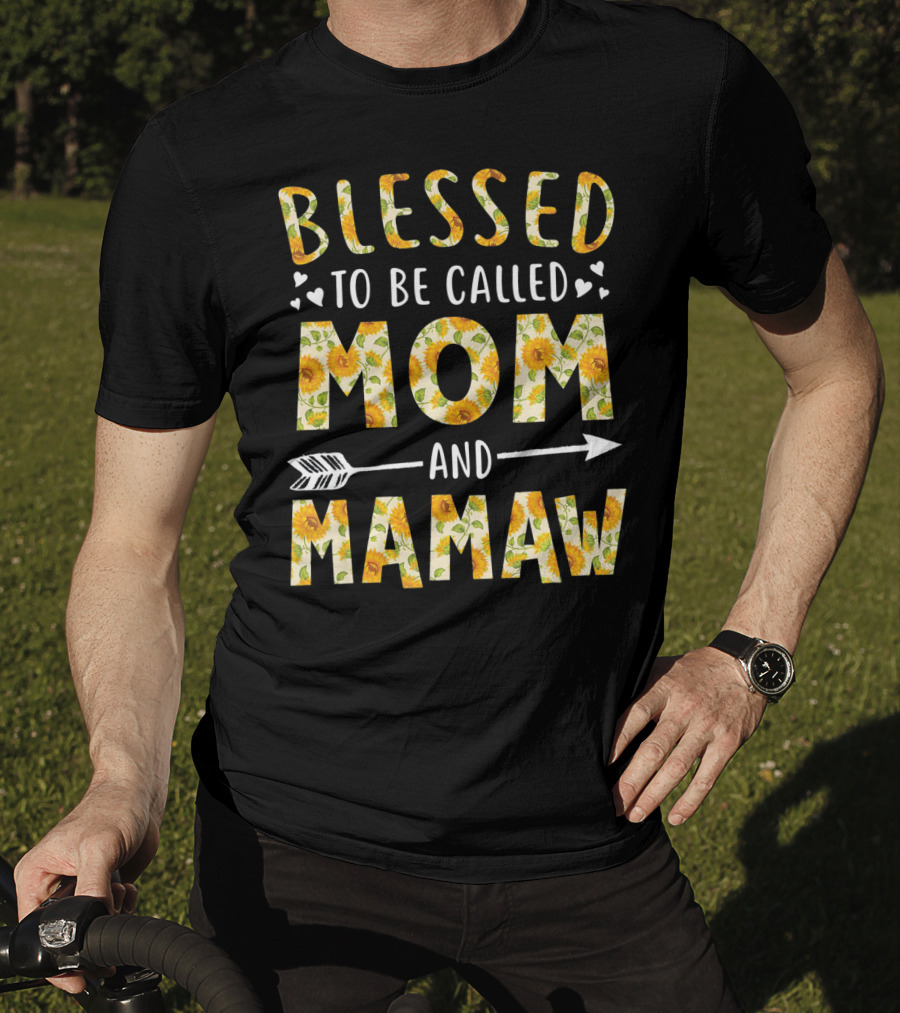 Blessed To Be Called Mom And Mamaw Sunflower Heart Arrow T-Shirt