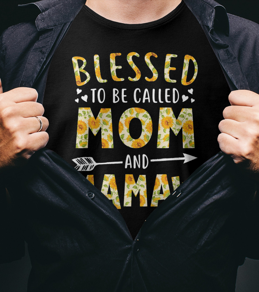 Blessed To Be Called Mom And Mamaw Sunflower Heart Arrow T-Shirt
