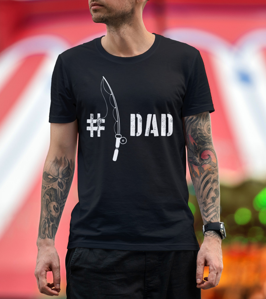 1 Dad Fishing Daddy Fat Funny Fisherman T-Shirt
