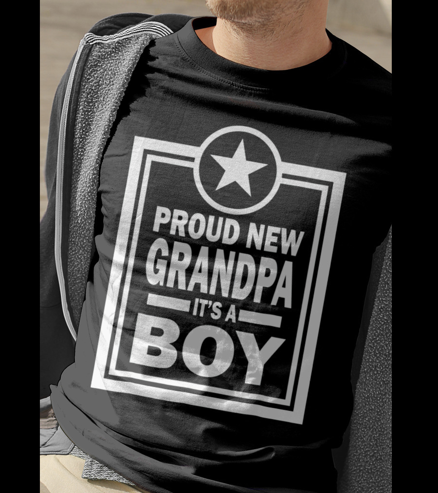 Proud New Grandpa It's A Boy Star Badge T-Shirt