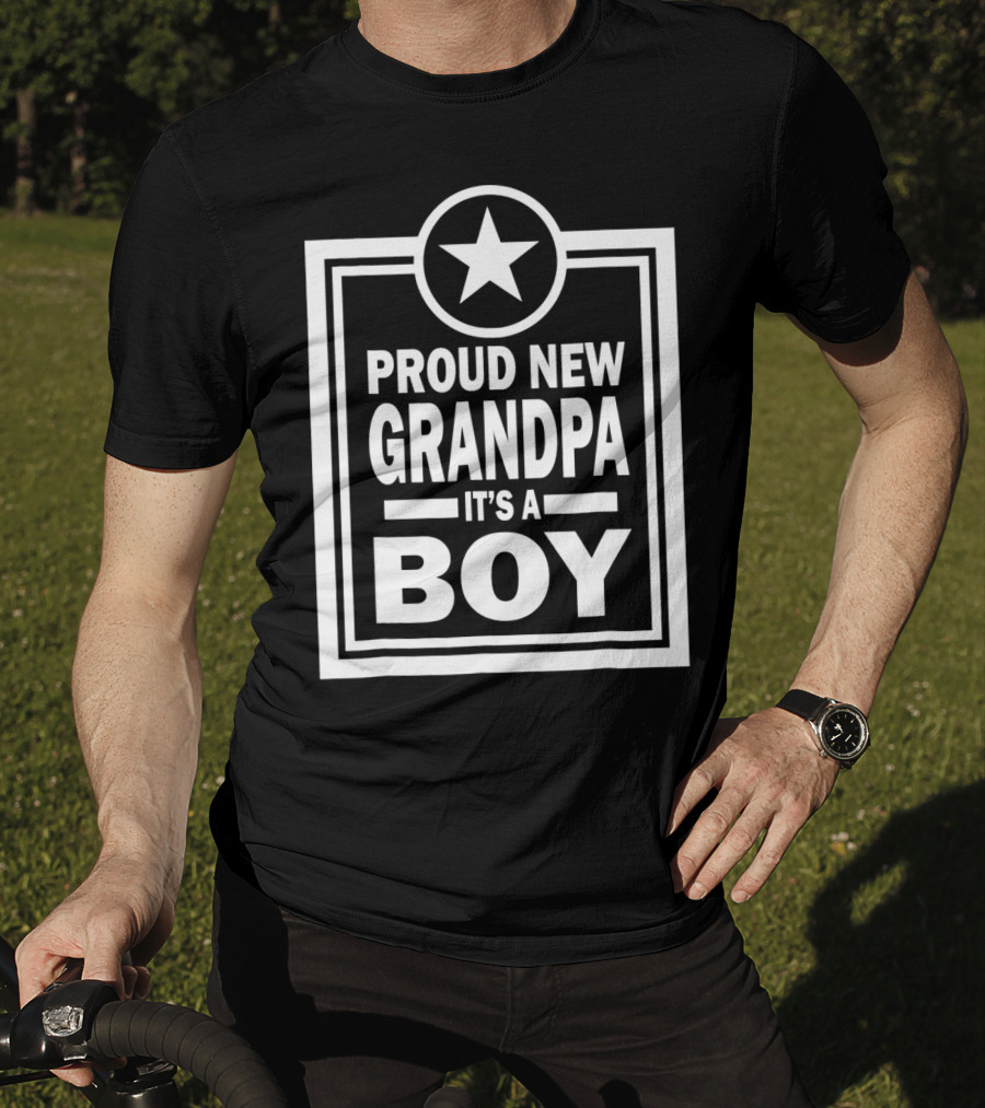 Proud New Grandpa It's A Boy Star Badge T-Shirt