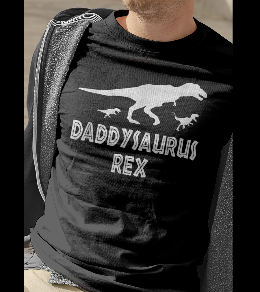 Mens Daddysaurus Rex Funny Dinosaur Dad Father's Day T-Rex T-Shirt