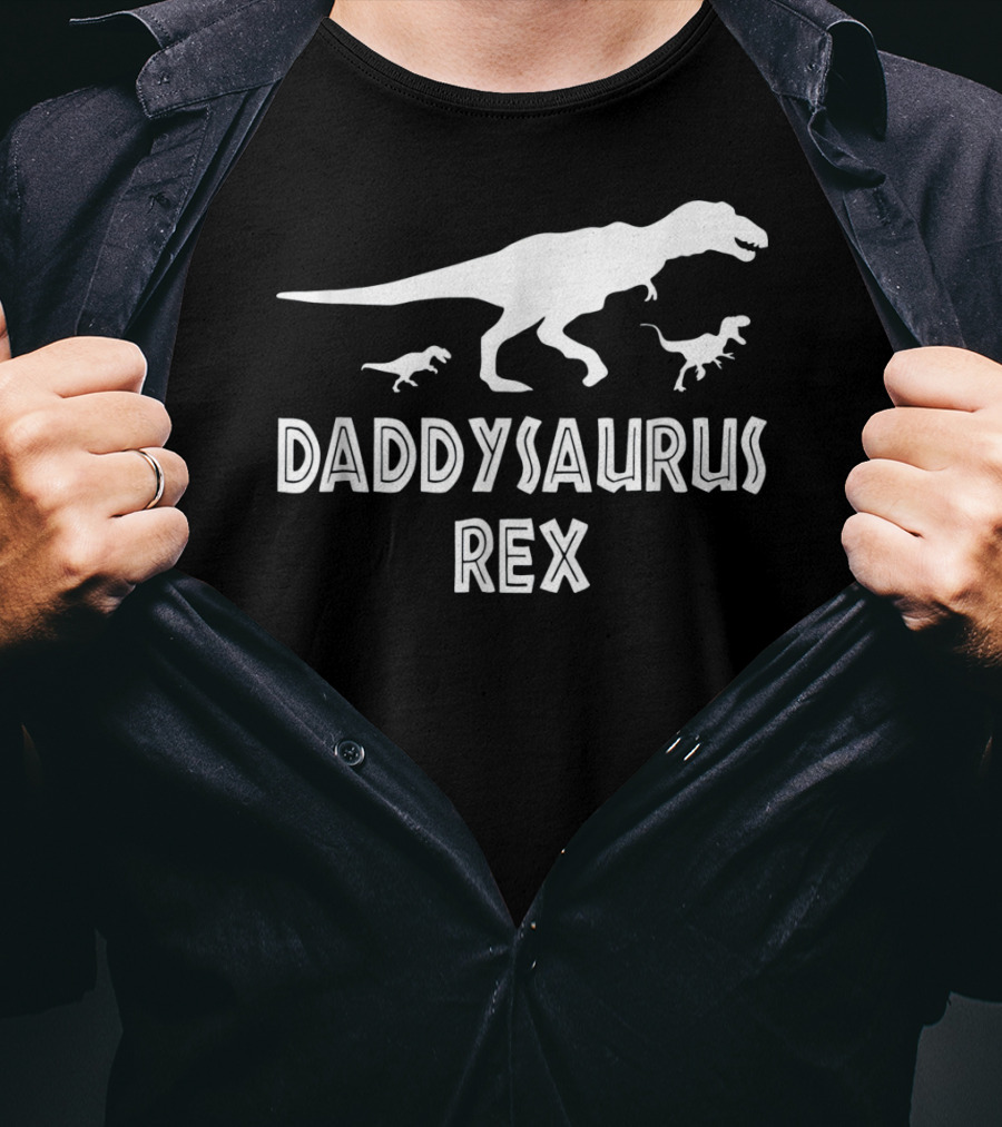 Mens Daddysaurus Rex Funny Dinosaur Dad Father's Day T-Rex T-Shirt