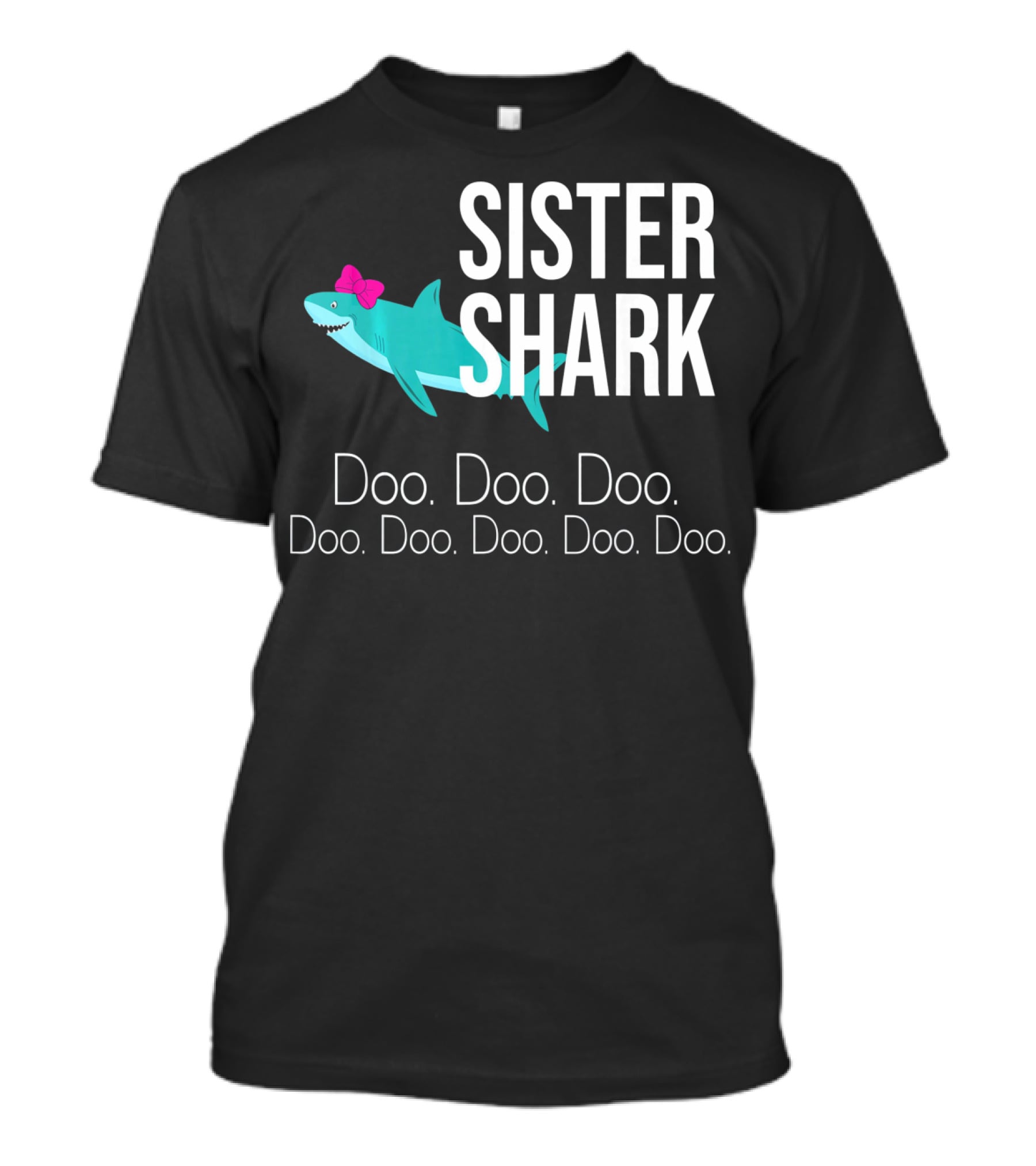 Sister Shark Doo Doo Doo Bow Pink T-Shirt