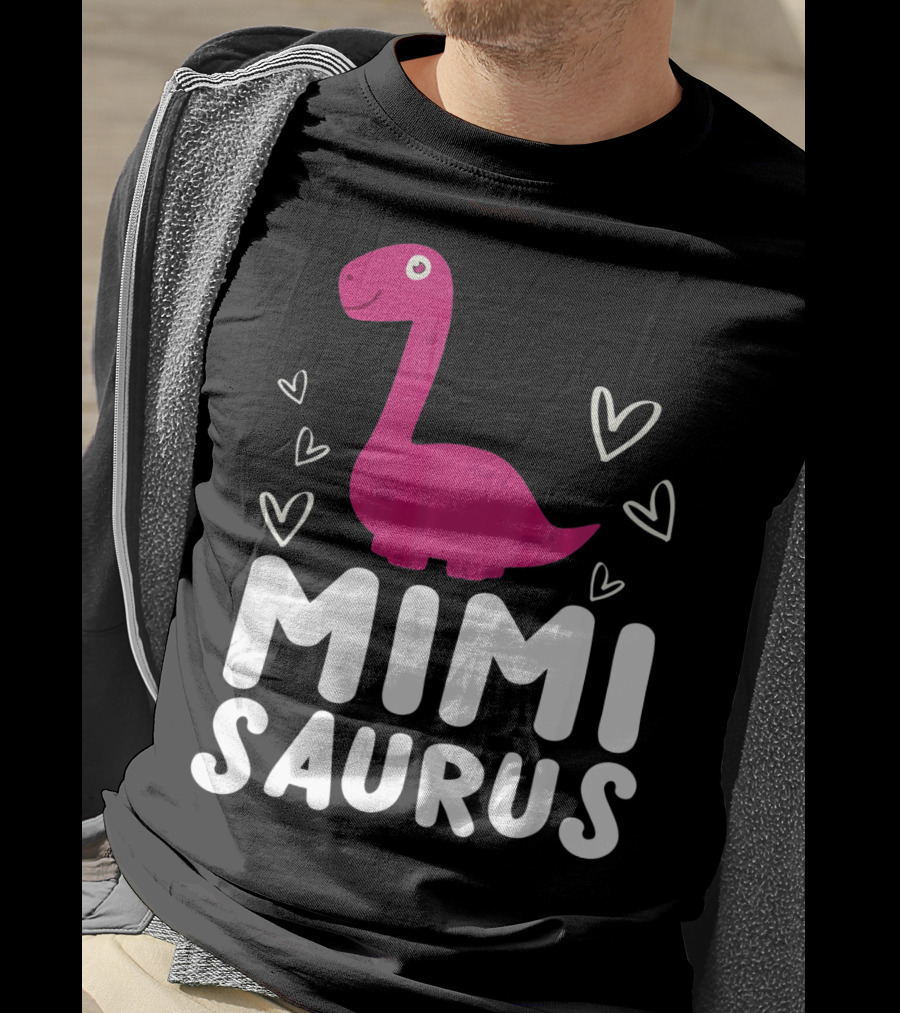 Mimisaurus Rex Mimi Saurus Din Pink Dinosaur With Hearts T-Shirt