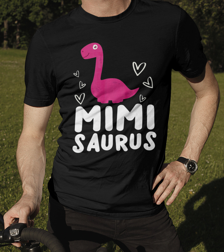 Mimisaurus Rex Mimi Saurus Din Pink Dinosaur With Hearts T-Shirt