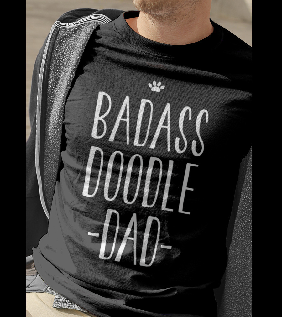 BADASS DOODLE DAD Paw Prints T-Shirt