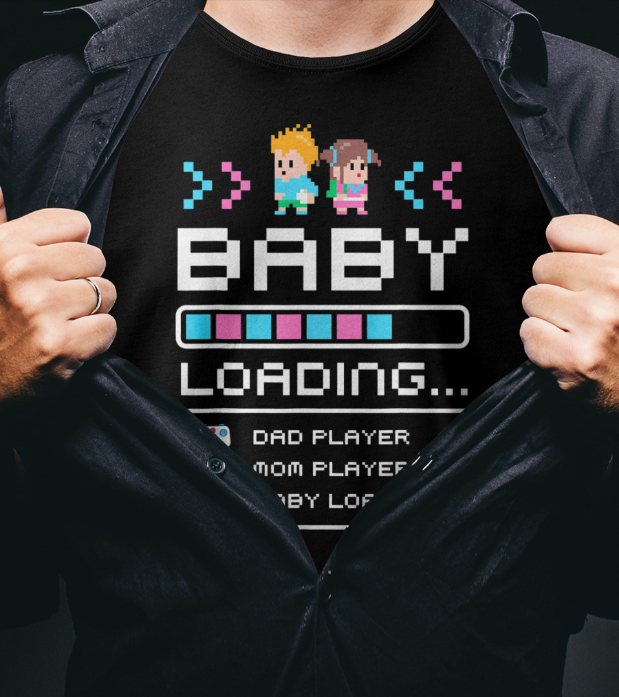 Baby Loading Dad Player Mom Player Gaming T-Shirt