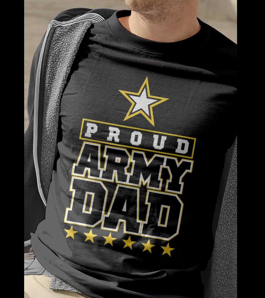 Proud Army Dad With Stars And Bold Lettering T-Shirt