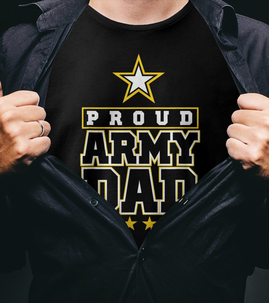 Proud Army Dad With Stars And Bold Lettering T-Shirt