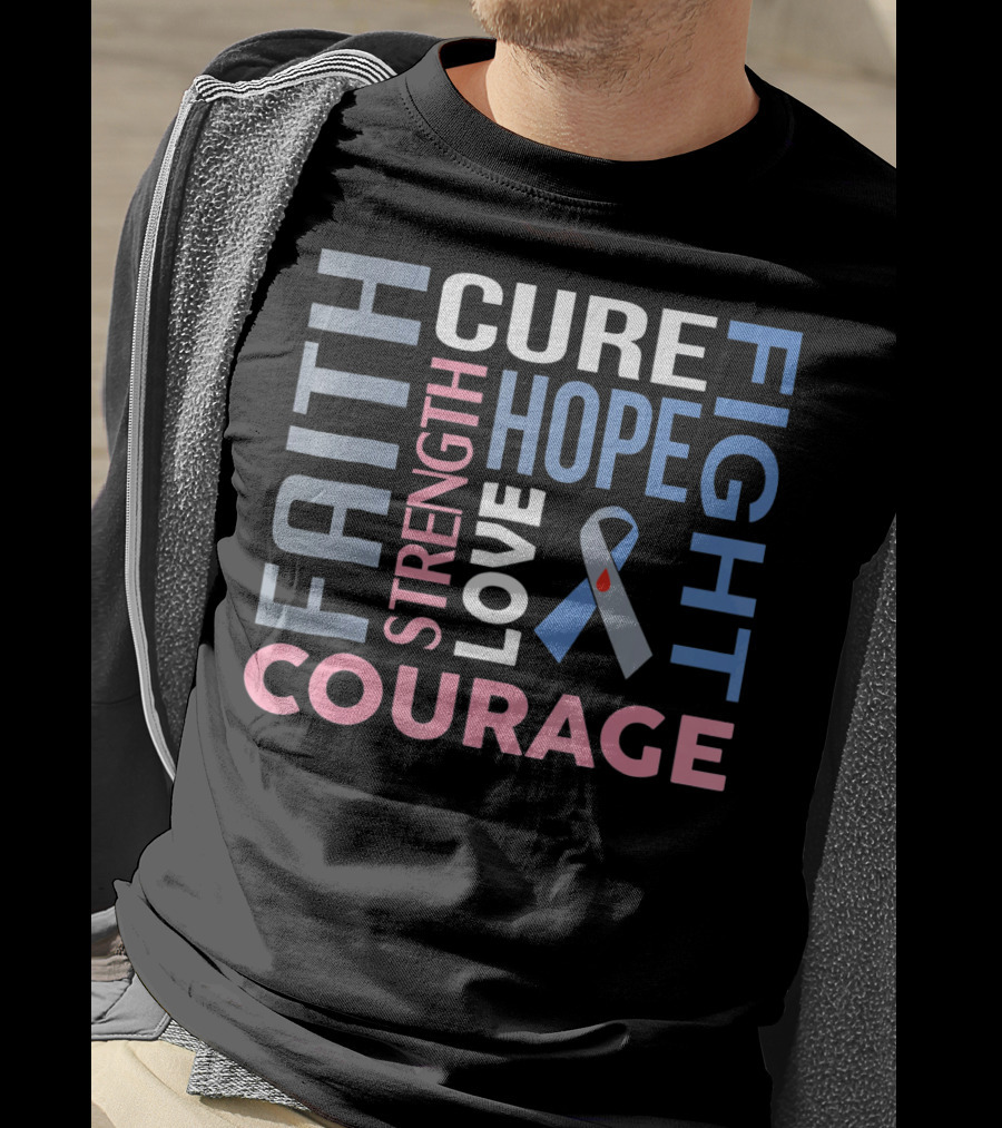 Faith Cure Fight Strength Hope Love Courage Diabetes Awareness T-Shirt