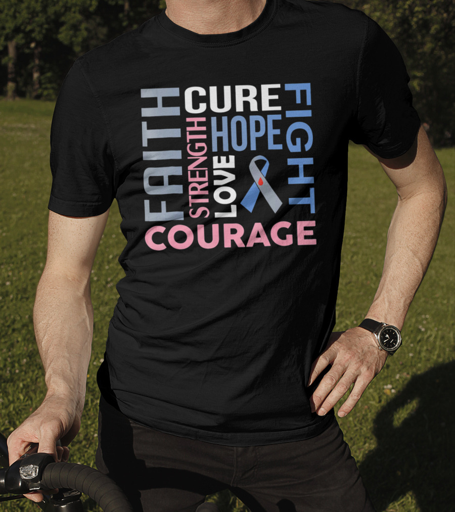 Faith Cure Fight Strength Hope Love Courage Diabetes Awareness T-Shirt