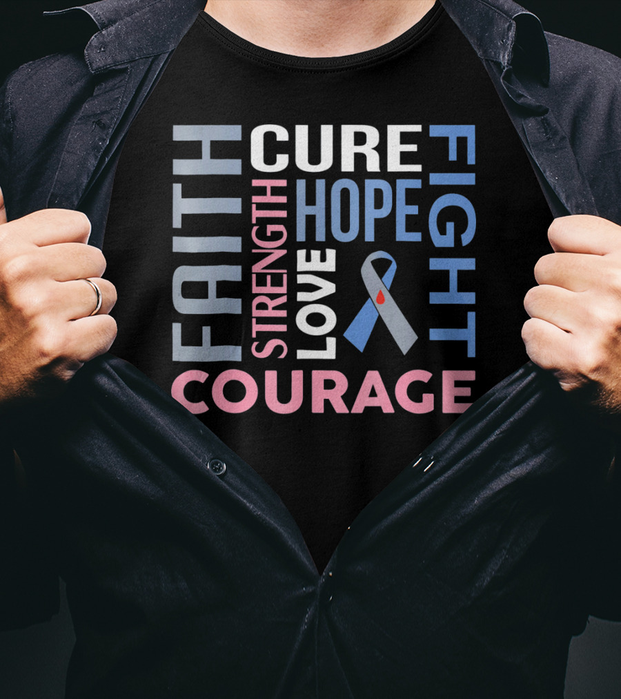 Faith Cure Fight Strength Hope Love Courage Diabetes Awareness T-Shirt