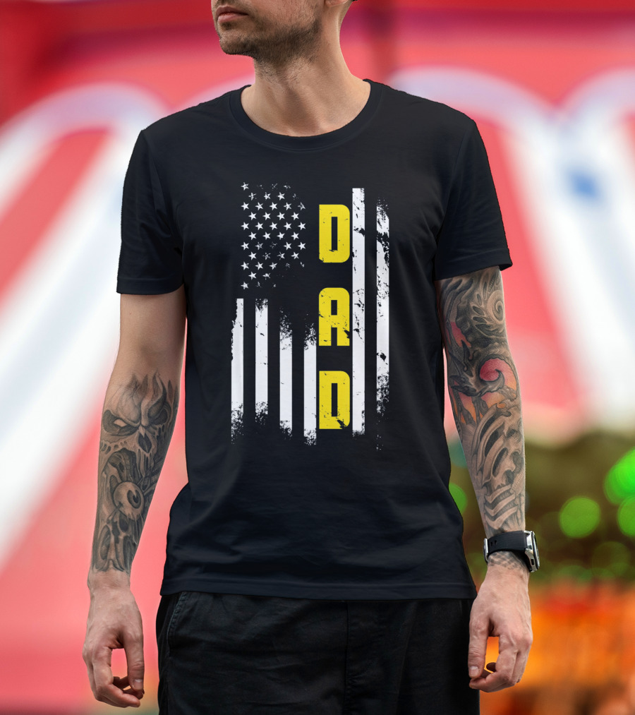 Thin Gold Line Flag Dad 911 Dispatcher Father's Day T-Shirt