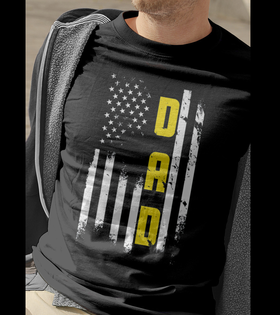 Thin Gold Line Flag Dad 911 Dispatcher Father's Day T-Shirt