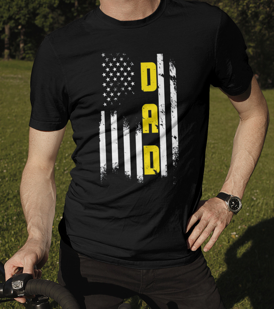 Thin Gold Line Flag Dad 911 Dispatcher Father's Day T-Shirt