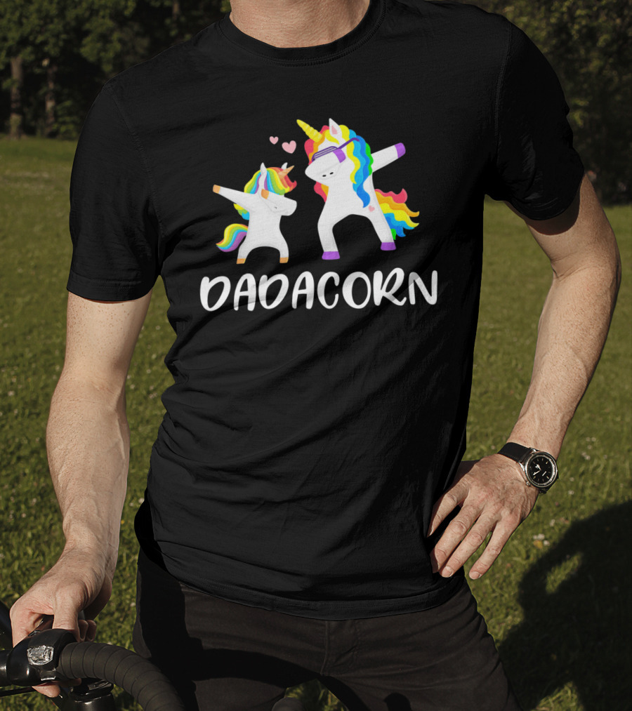 Dadacorn Rainbow Unicorn Daddy And Child Dancing T-Shirt