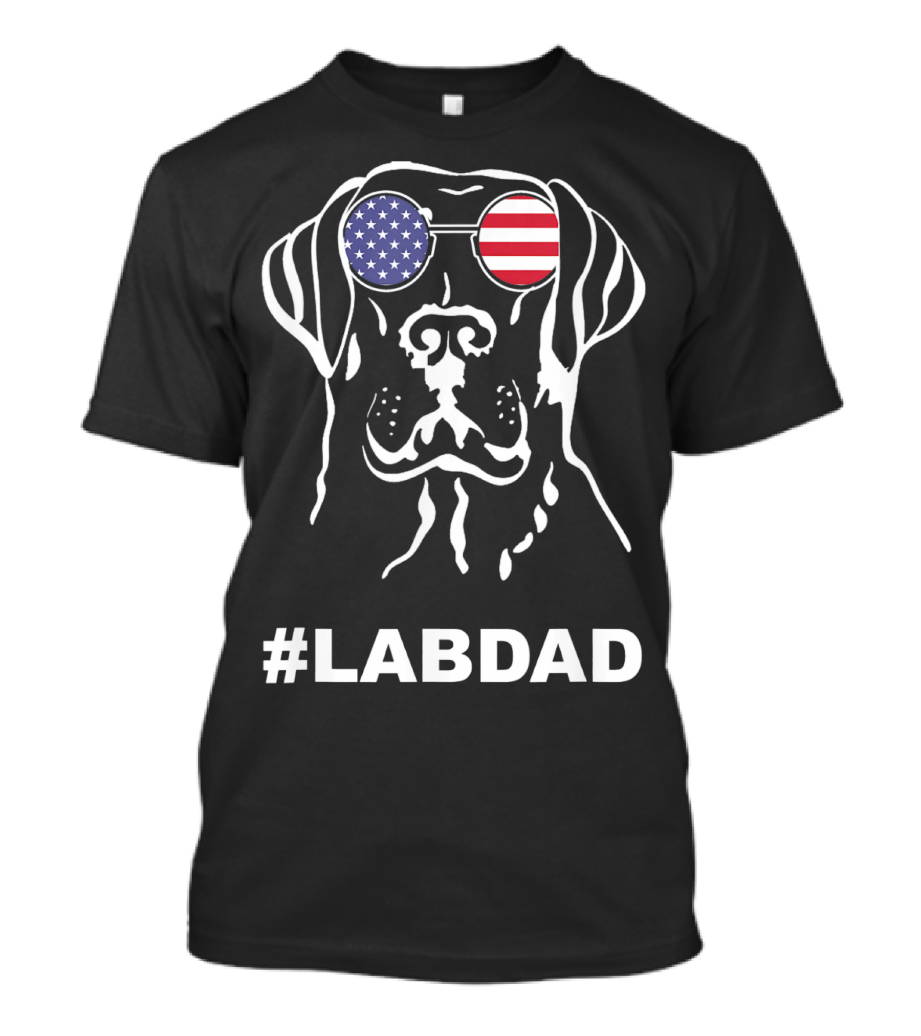 LabDad American Flag Sunglasses Dog T-Shirt
