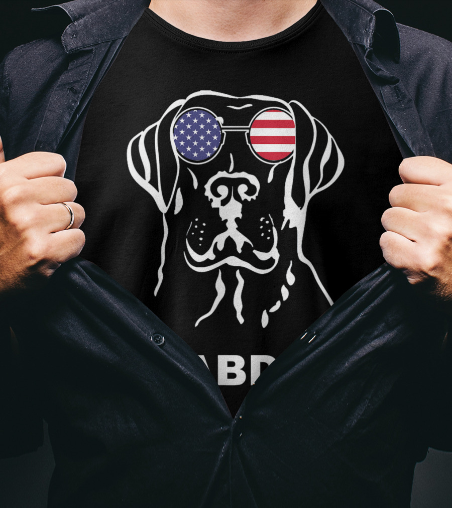 LabDad American Flag Sunglasses Dog T-Shirt