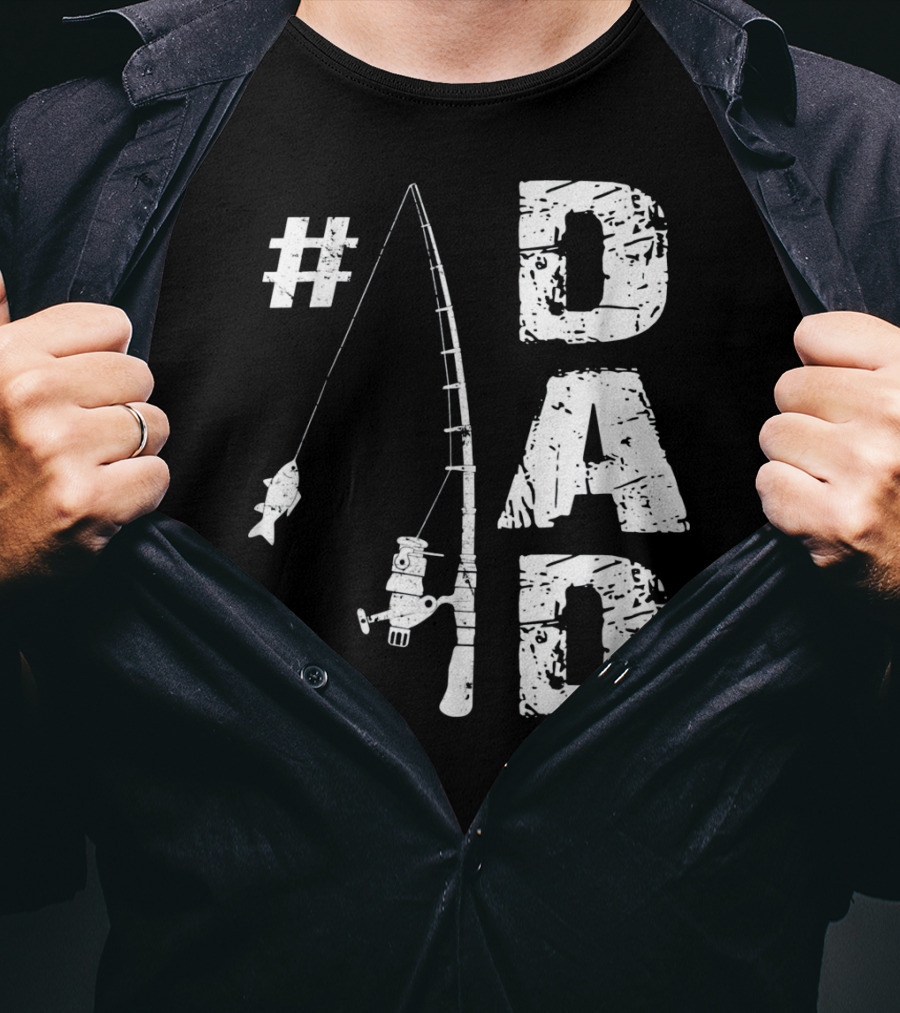 1 Dad Fishing Rod Catching Fish T-Shirt