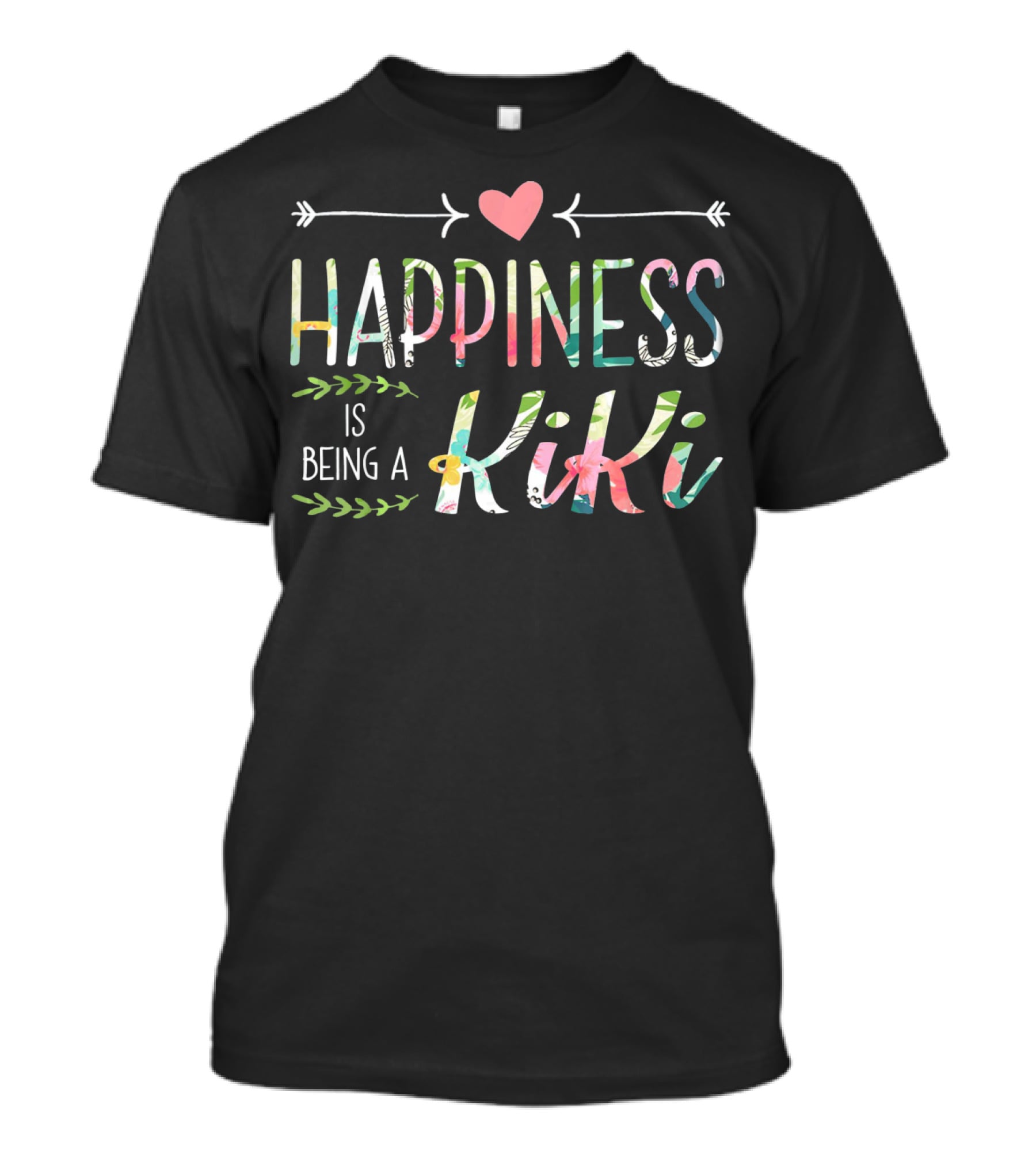Happiness Is Being A Kiki Dad Flowe Heart Arrows Floral T-Shirt