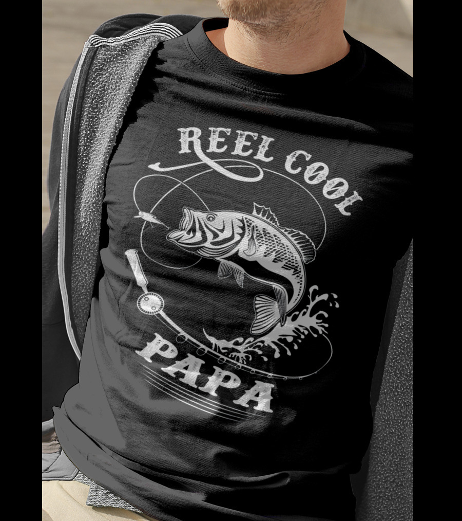Reel Cool Papa Bass Fishing Rod Splash Enthusiast T-Shirt