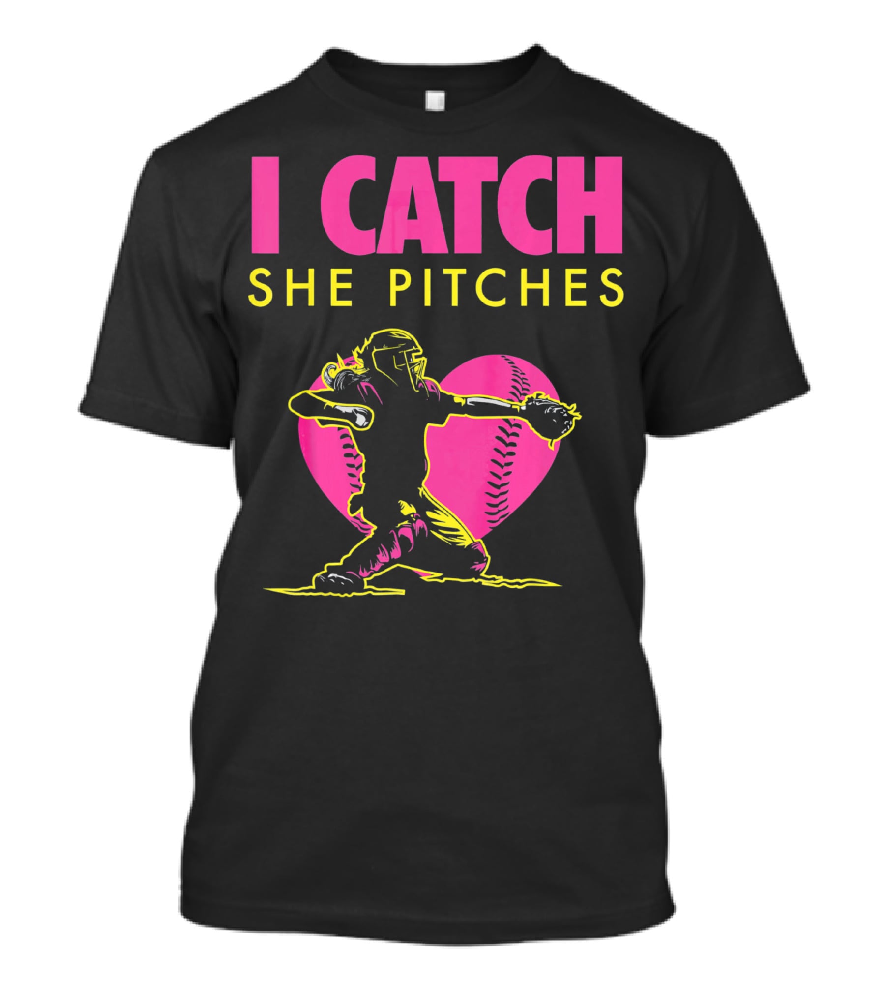 Softball Dad And Mom I Catch She Pitches T-Shirt
