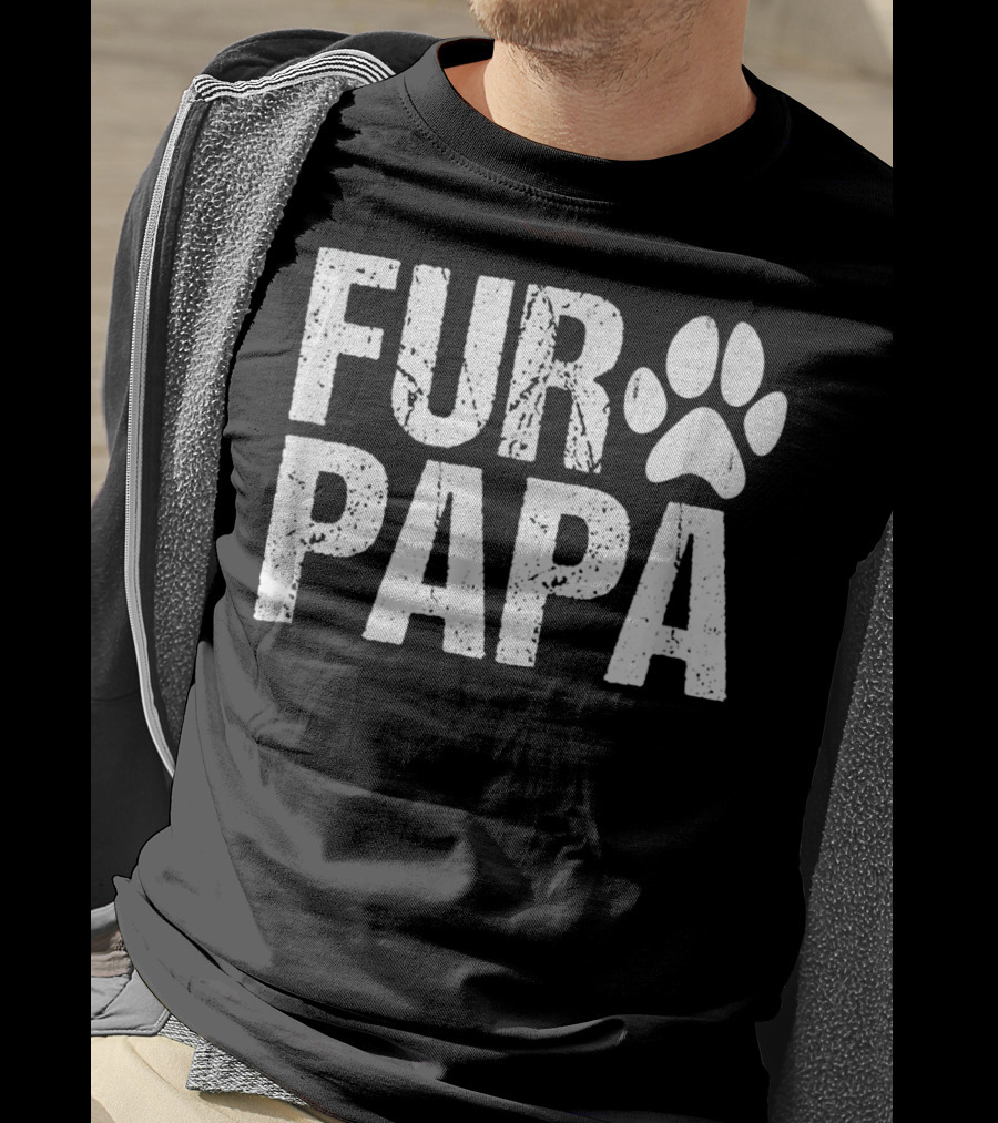 Fur Papa Mens Funny Pet Lover Dog Paw Prints T-Shirt