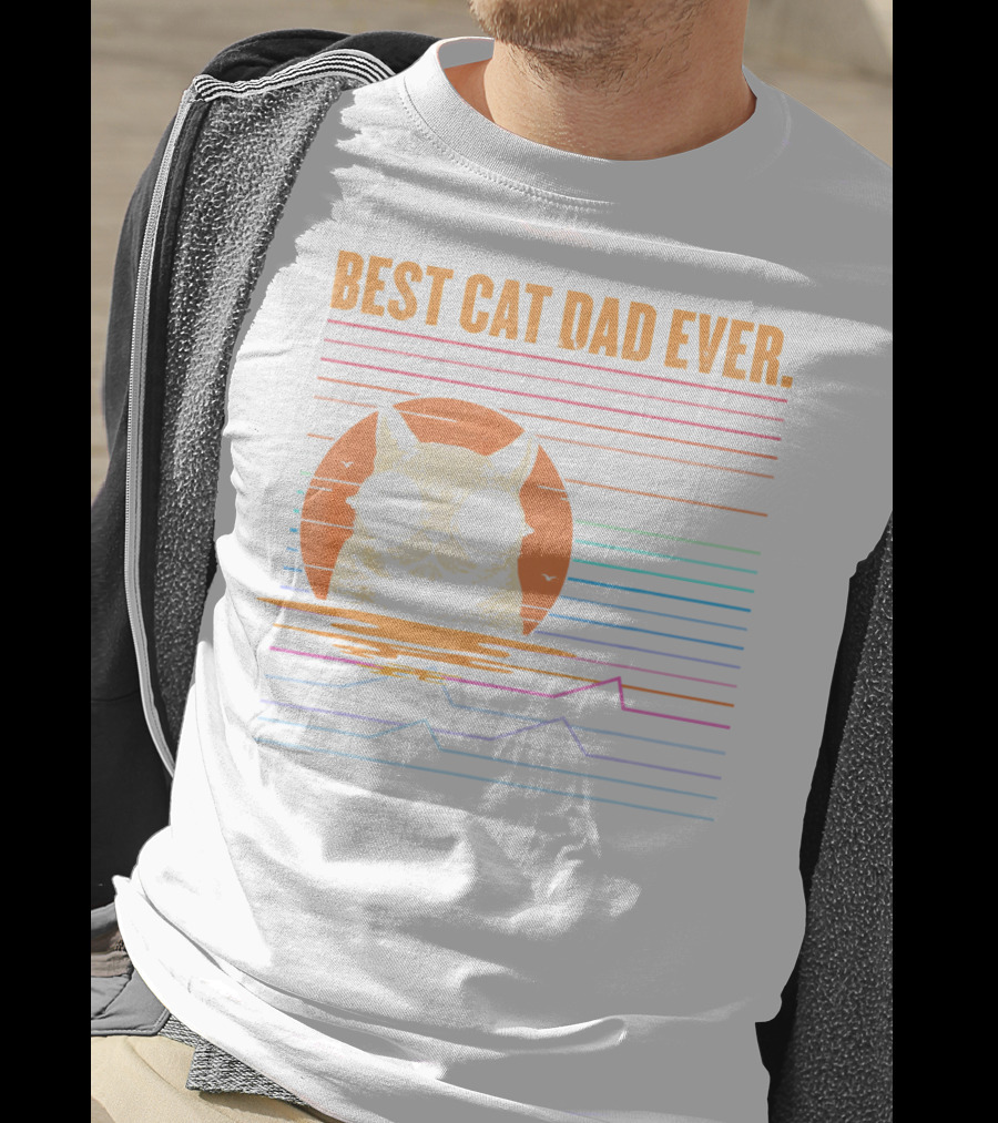 BEST CAT DAD EVER Retro Sunglasses Cat Sunset T-Shirt