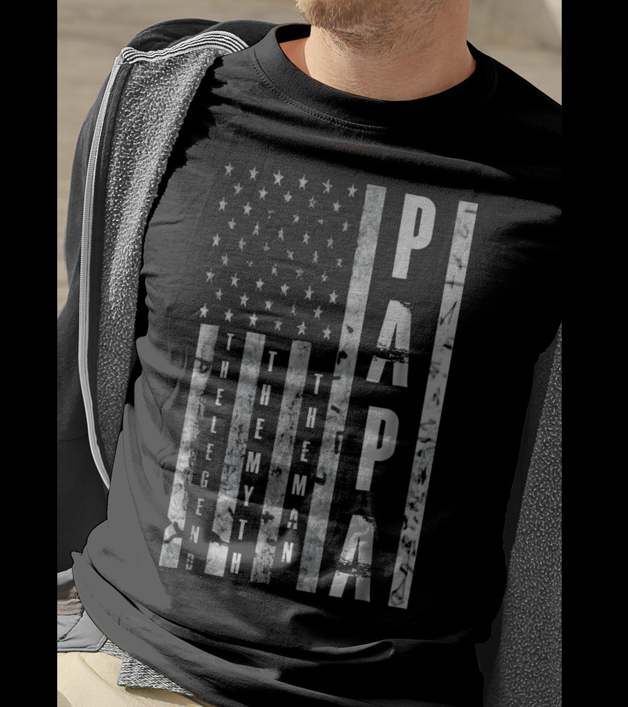 Papa The Man The Myth The Legend American Flag T-Shirt