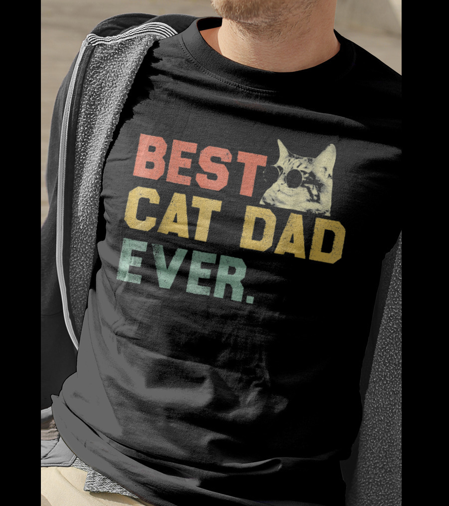 Best Cat Dad Ever Vintage Sunglasses Cat Daddy T-Shirt