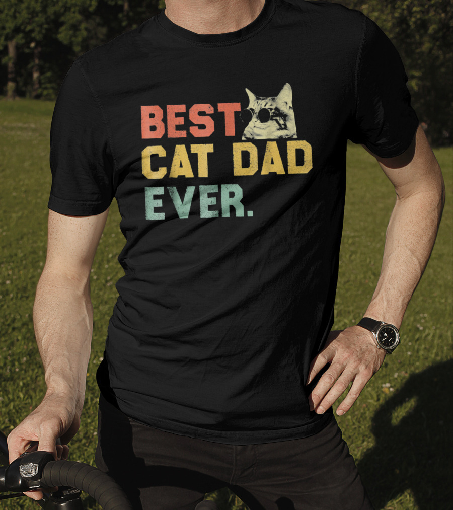 Best Cat Dad Ever Vintage Sunglasses Cat Daddy T-Shirt
