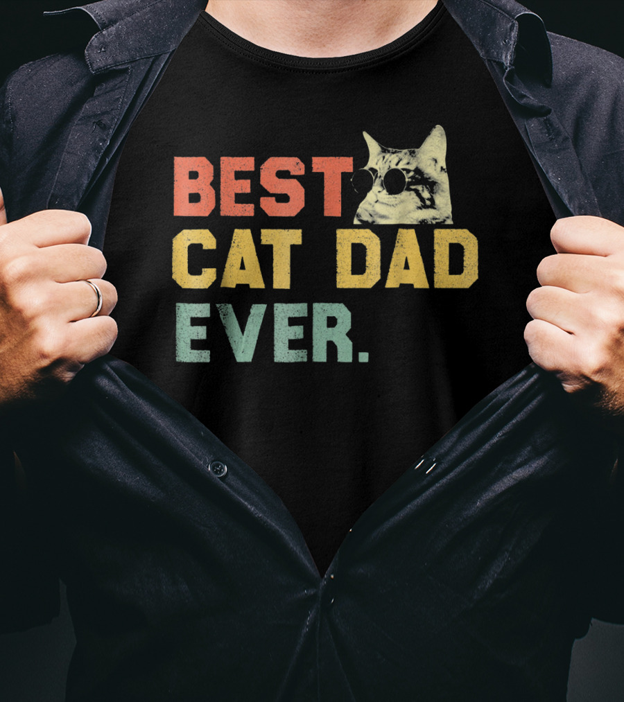Best Cat Dad Ever Vintage Sunglasses Cat Daddy T-Shirt