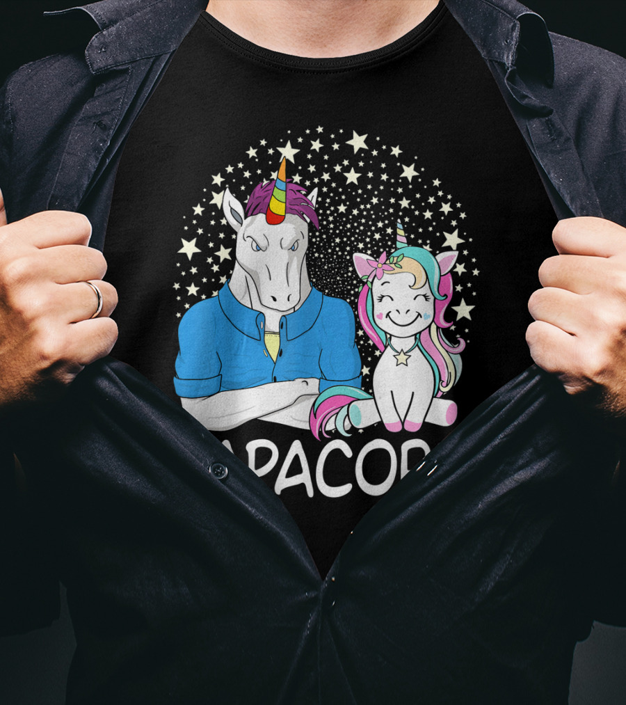 Papacorn Unicorn Dad And Baby Daddy Mens Stars T-Shirt