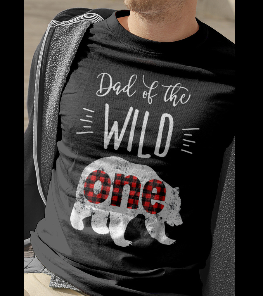Dad Of The Wild One Bear Plaid T-Shirt