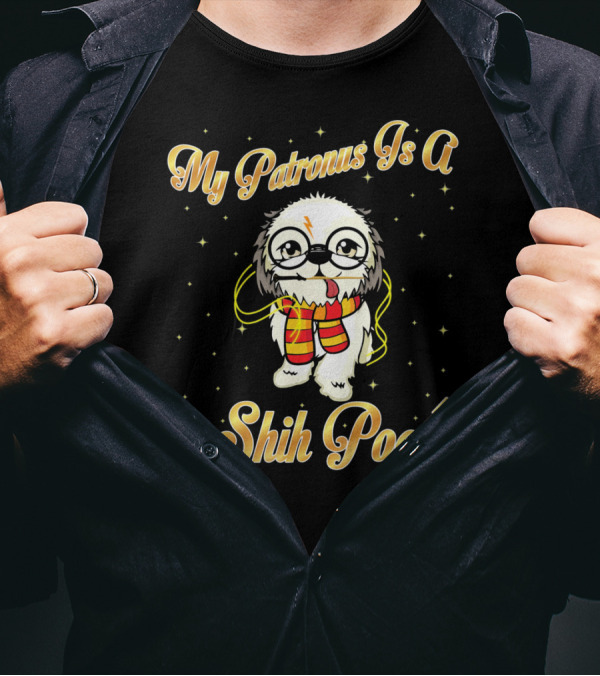 My Patronus Is A Shih Poo Harry Dog Magic Wand Lightning Bolt T-Shirt
